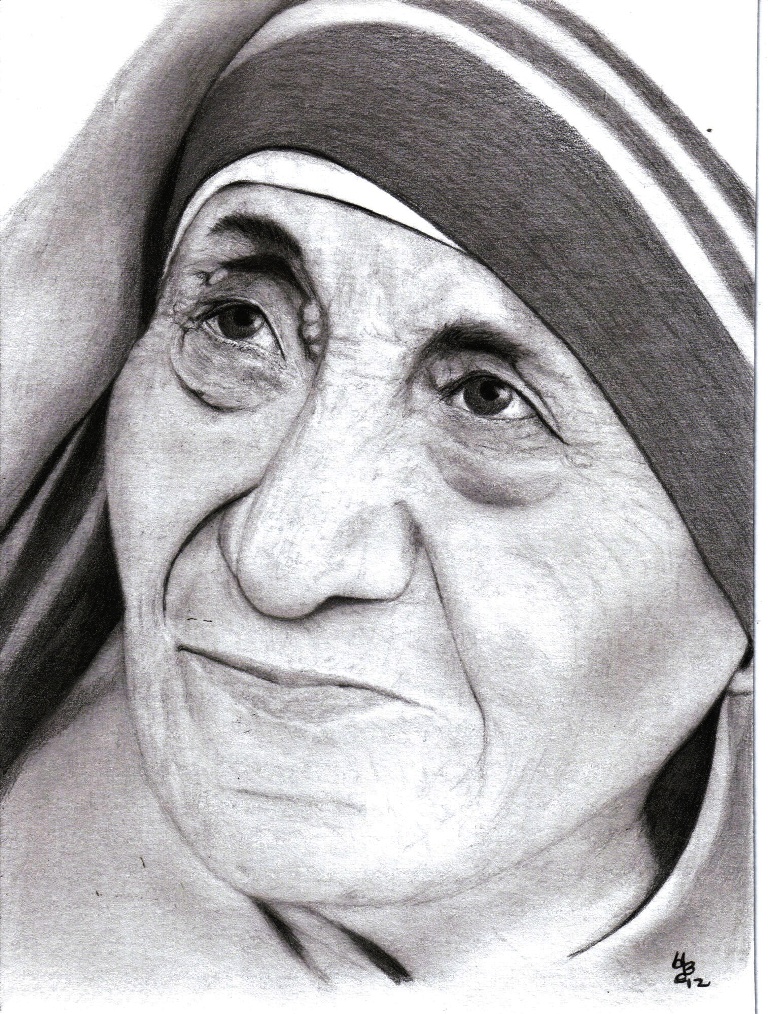 Portrait Of Mother Teresa, Drawing by Subhajit Bose | Artmajeur | Portrait, Mother  teresa pictures, Mother teresa